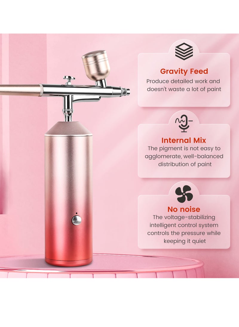 SYOSI Cordless Airbrush Kit, Portable Mini Air Brush Gun Handheld Rechargeable Painting Kit with 2 Cups with Compressor Nano Spray Instrument for Makeup, Decorating, Model Coloring, Nail Art, Tattoo, Art  - Image 3