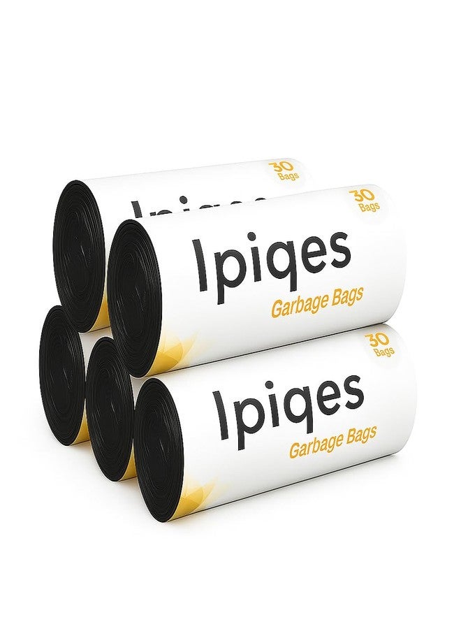 Ipiqes Garbage Bags | Medium | 150 Count | 30 Bags X 5 Rolls | 19 X 21 Inches | For Dry & Wet Waste | Black (5 Roll * 30 Pcs) - Image 1