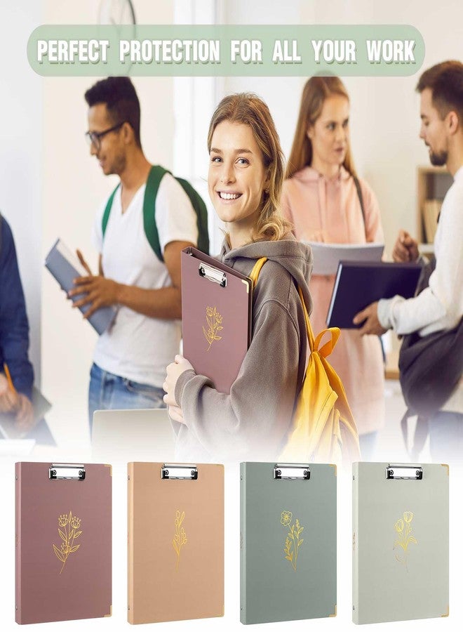 Janlaugh 4 Pack 3 Ring Clipboard Binder 1 Inch, Aesthetic Floral Clipboard Binder with Pockets, 8 Tab Dividers, 2 Blank Stickers Monthly Plan Labels for School, Office, Wedding(Fit Letter Size Paper) - Image 4