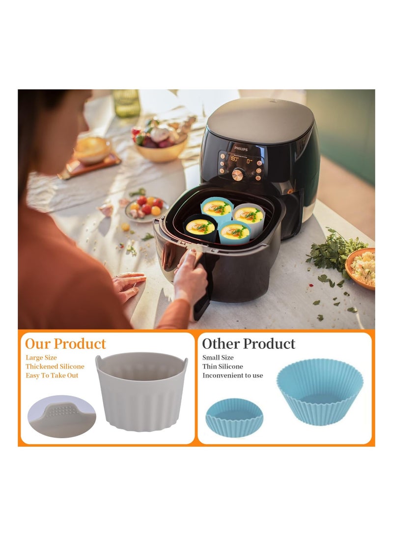 Captaintech 9 Pcs Ramekins for Air Fryer Egg Tart Mould Accessories Silicone Tray Large Muffin Cups Baking Cake Blue Grey Black - Image 2