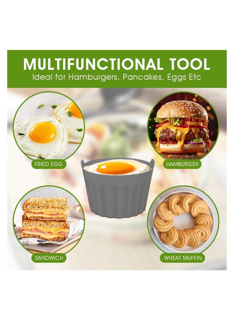 Captaintech 9 Pcs Ramekins for Air Fryer Egg Tart Mould Accessories Silicone Tray Large Muffin Cups Baking Cake Blue Grey Black - Image 5