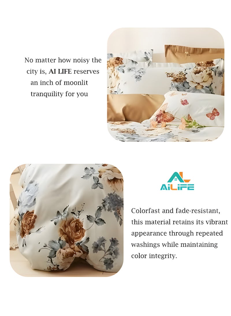 Al LIFE AI LIFE 6-Piece Luxury King Size Bed Sheet Set – Includes 1 Duvet Cover (220x240cm), 1 Fitted Sheet (200x200+30cm), and 4 Pillow Cases (50x75cm)  - Image 4