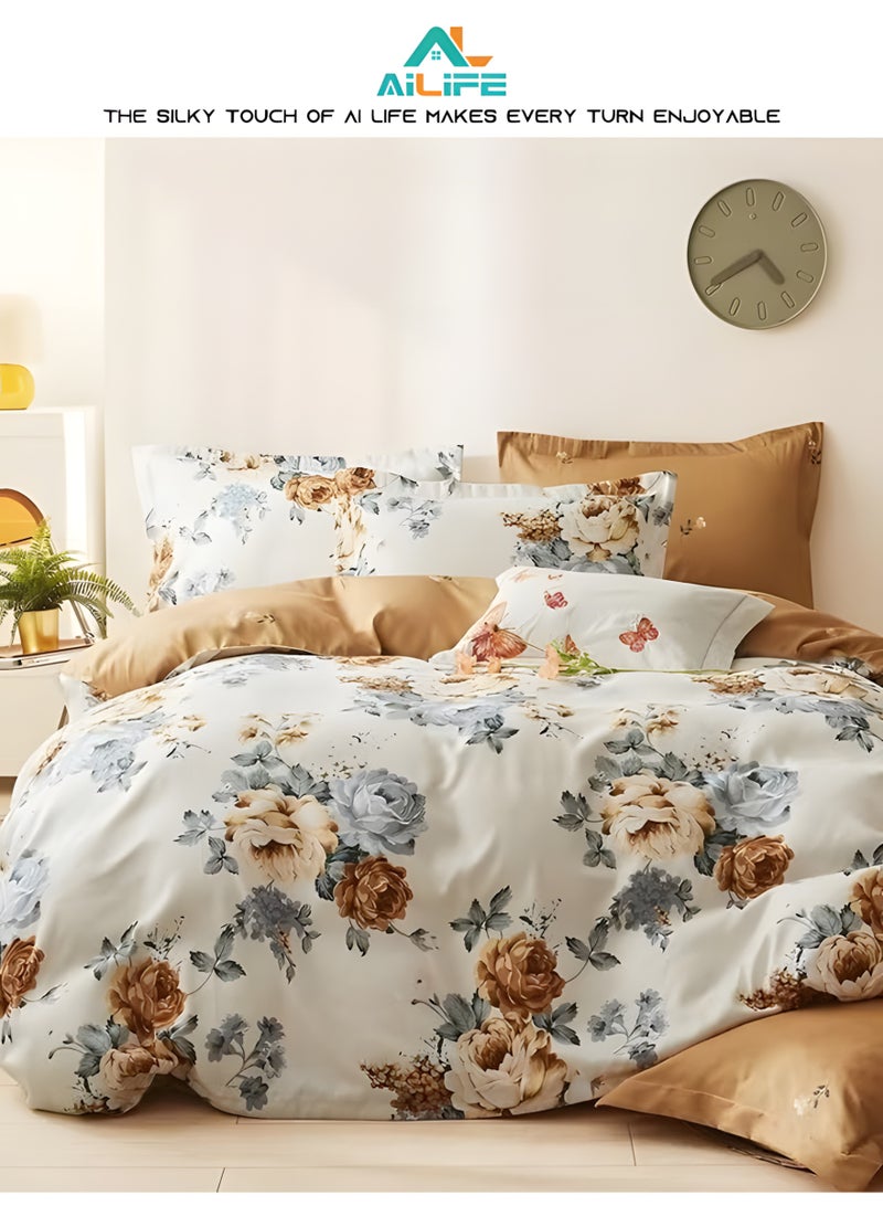 Al LIFE AI LIFE 6-Piece Luxury King Size Bed Sheet Set – Includes 1 Duvet Cover (220x240cm), 1 Fitted Sheet (200x200+30cm), and 4 Pillow Cases (50x75cm)  - Image 1