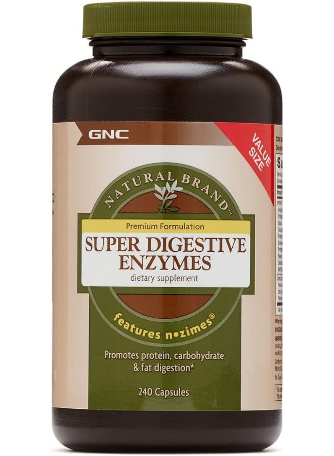 GNC Natural Brand Super Digestive Enzymes, 240 Capsules, Supports Protein, Carbohydrate And Fat Digestion - Image 1