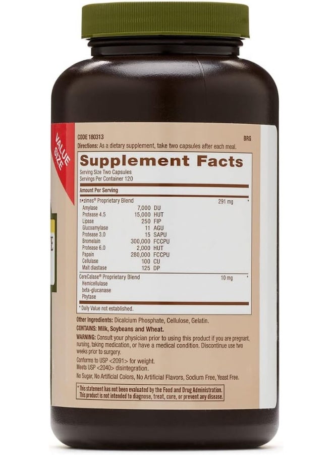 GNC Natural Brand Super Digestive Enzymes, 240 Capsules, Supports Protein, Carbohydrate And Fat Digestion - Image 2