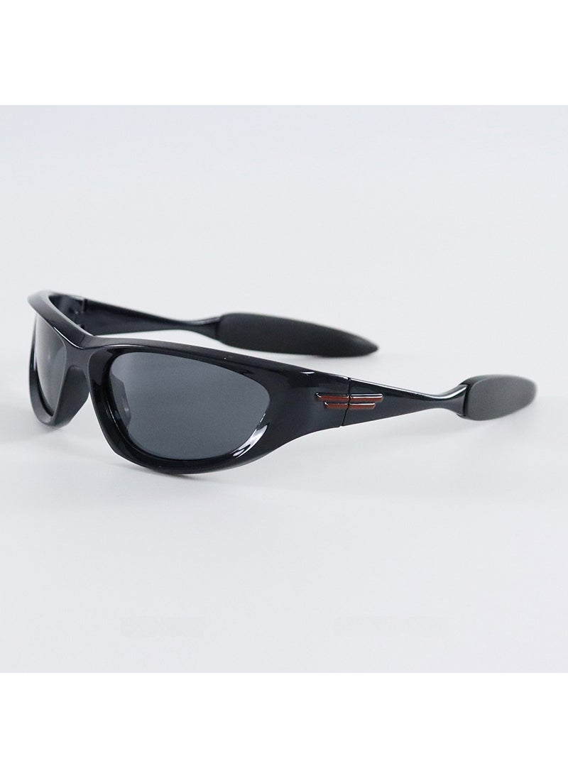 Generic 2023 Y2K Trendy Sport Sunglasses Unisex Black frame black and gray piece 