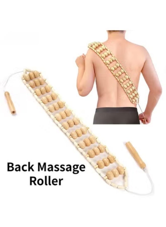 Wood Back Massage Roller Rope Wood Therapy Cellulite Massage Tool for Neck, Leg & Back Pain Relief, Body Care Self-Massage Roller - Image 1