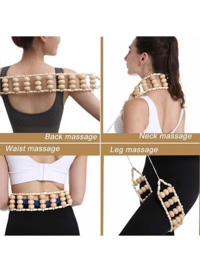 Wood Back Massage Roller Rope Wood Therapy Cellulite Massage Tool for Neck, Leg & Back Pain Relief, Body Care Self-Massage Roller - Image 2