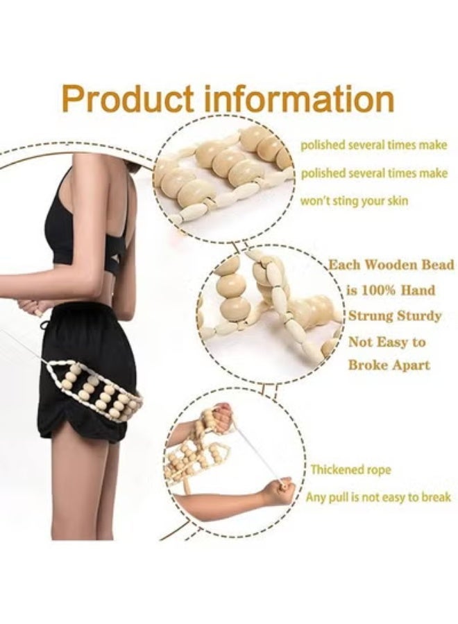 Wood Back Massage Roller Rope Wood Therapy Cellulite Massage Tool for Neck, Leg & Back Pain Relief, Body Care Self-Massage Roller - Image 3