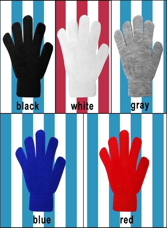ONESING 5 Pairs Kids Gloves Knit Gloves for Kids Winter Gloves Stretchy White Kid Glove Solid Finger Boys Glove for Girls Boys - Image 3