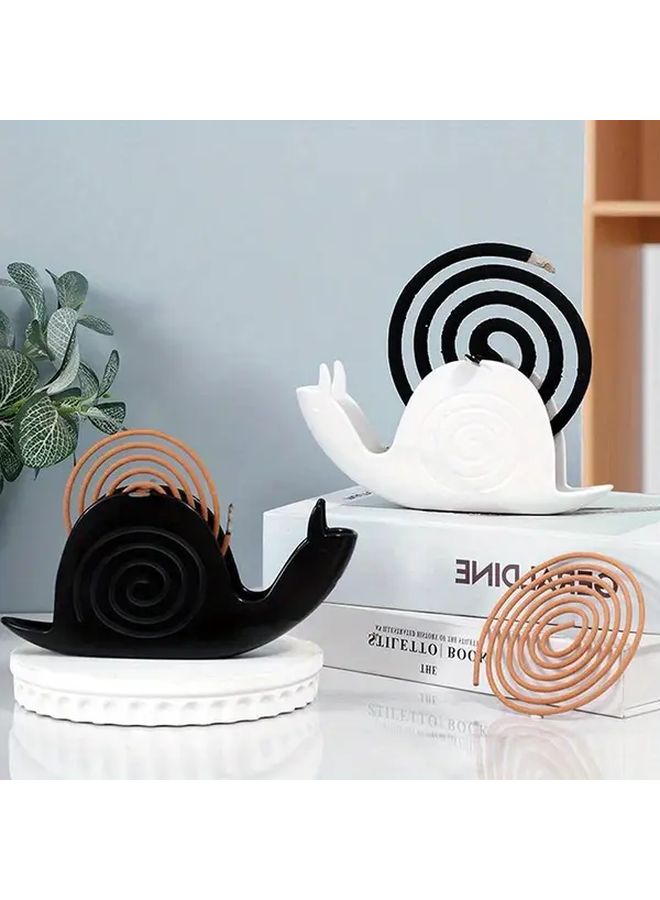 White Snail Shaped Mosquito Coil Holder Tray Decorative Incense Burner No Power Needed - Image 3