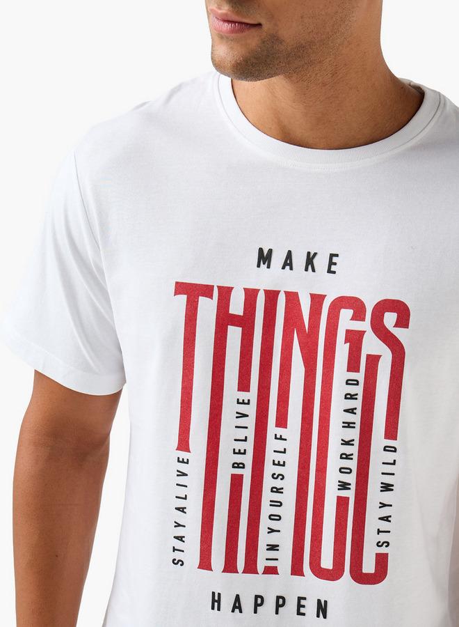 Splash FAV Men Regular Fit Crew Neck Short Sleeves Slogan Print T-shirt - Image 4