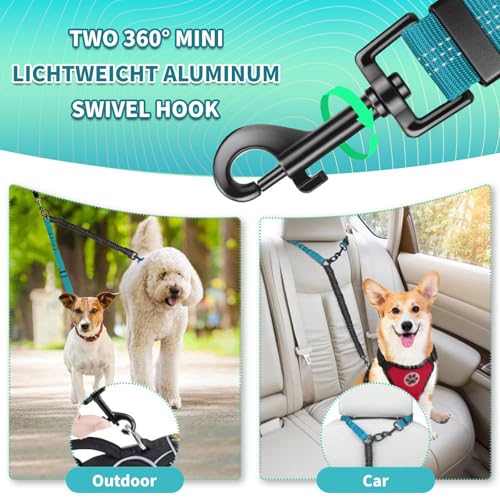 AKEISHE Double Leash for Two Dogs, 2-in-1 No Tangle Design with Bungee Shock Absorber & Adjustable Strap for Walking, Running, Training (Blue) - Image 4
