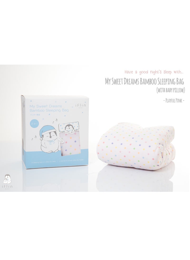 Iflin Baby My Sweet Dreams Bamboo Sleeping Bag (with Baby Pillow) - Playful Pink  - Image 1