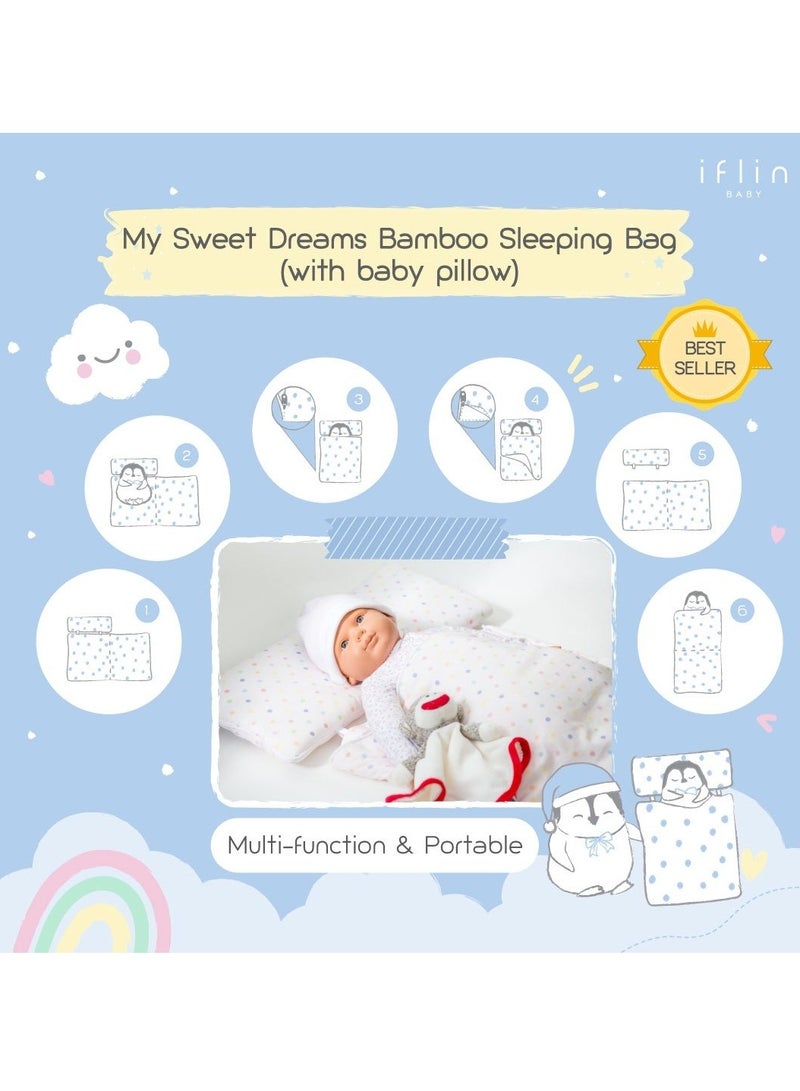 Iflin Baby My Sweet Dreams Bamboo Sleeping Bag (with Baby Pillow) - Playful Pink  - Image 3