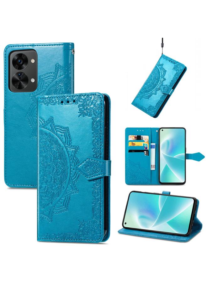 إيروريكس جراب لهاتف OnePlus Nord 2T من الجلد بتصميم زهرة ماندالا منقوش أفقيًا - Image 1