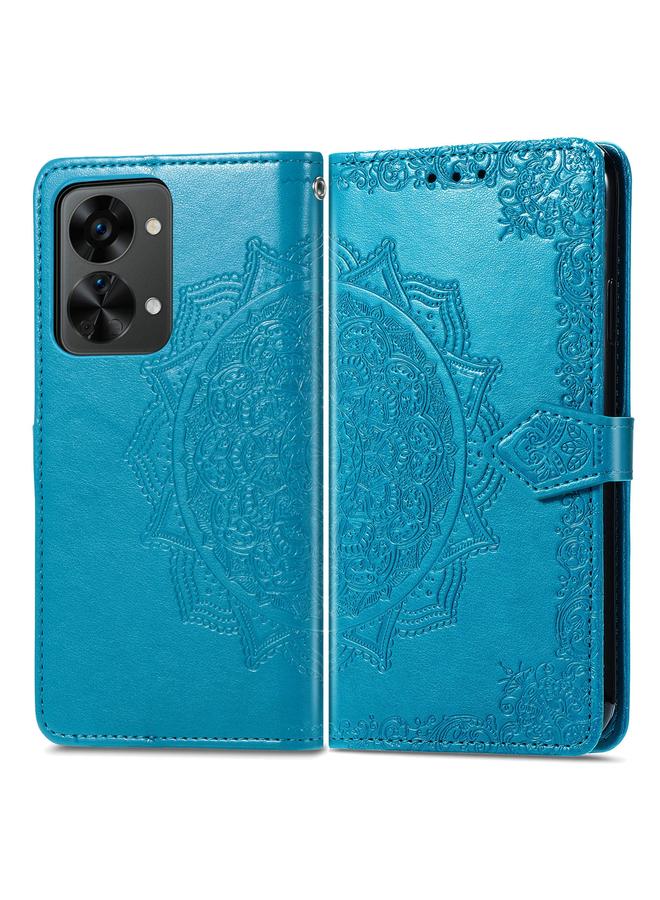 إيروريكس جراب لهاتف OnePlus Nord 2T من الجلد بتصميم زهرة ماندالا منقوش أفقيًا - Image 2