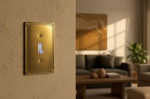 Rio Salto Toggle Light Switch Cover Plate Flip Switch Outlet Covers Light Switch Cover Decorative Wall Plates Brushed Brass Gold Metal Architectural Beaded — Pearl Collection Midsize 5.00" X 3.13" - Image 4