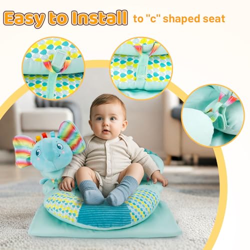 Blublu Park 3-in-1 Tummy Time Pillow and Seated Support Playmat with Detachable Early Sensory Toys for Infant, Sitting Support to Prevent Reflux, Portable Gifts for Newborn Boys and Girls (Blue) - Image 3