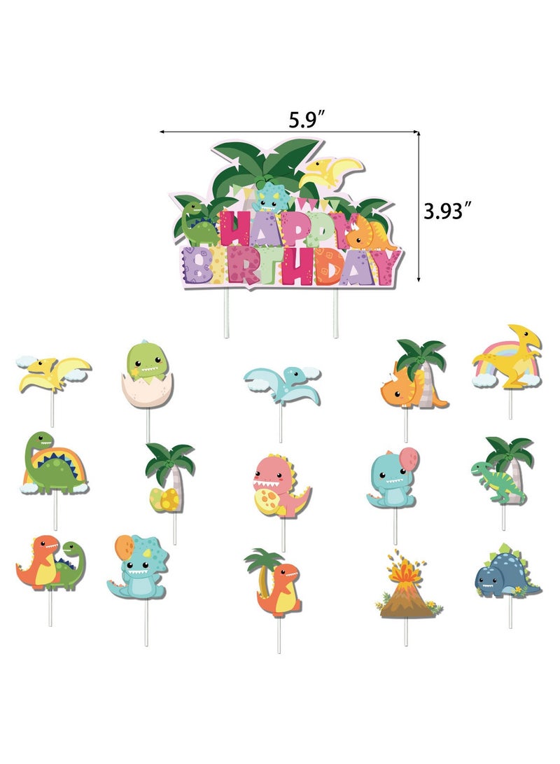 Cute Dinosaur Balloon Set with Happy Birthday Banner,Cake Topper,Perfect for Graduation Baby Shower Birthday Party Backdrop - Image 4