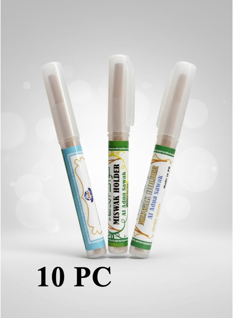 10 coated Arak toothpicks, natural, without preservatives. Miswak, a natural toothbrush for cleaning teeth, oral disinfectant, strengthens gums, freshens breath, Sunnah of the Prophet, for travel, suitable for daily use and travel. - Image 1
