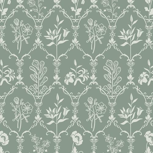 Vinjiasin Vintage Floral Damask Peel and Stick Wallpaper Elegant Wall Paper Self Adhesive Removable Wall Mural for Bedroom, Living Room, Dining Room, Bathroom 17.7"x120" - Image 1