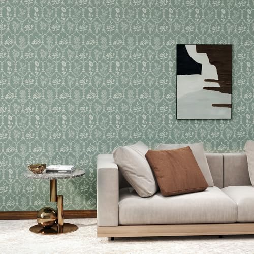 Vinjiasin Vintage Floral Damask Peel and Stick Wallpaper Elegant Wall Paper Self Adhesive Removable Wall Mural for Bedroom, Living Room, Dining Room, Bathroom 17.7"x120" - Image 3
