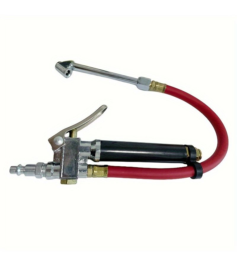 Red Tube Air Gauge Set Heavy Duty Tire Inflator 10 120 PSI Tire Gauge 12 Inch Air Hose With 4 Way Tool Valve Core And Pressure Gauge 1 Set - Image 2