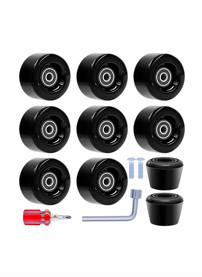 KASTWAVE Roller Skate Wheels 8 Pack with Bearings Installed and 2 Toe Stoppers 32mm x 58mm 82A  - Image 1