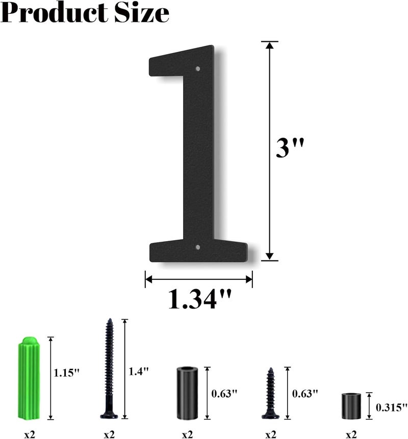 Ya_chtttwo 2" 3" 4" 5" 6" Stainless steel floating House Numbers, House address numbers for outside, Modern metal letters, For mailbox, Door, Garden. (3" Black 1) - Image 2