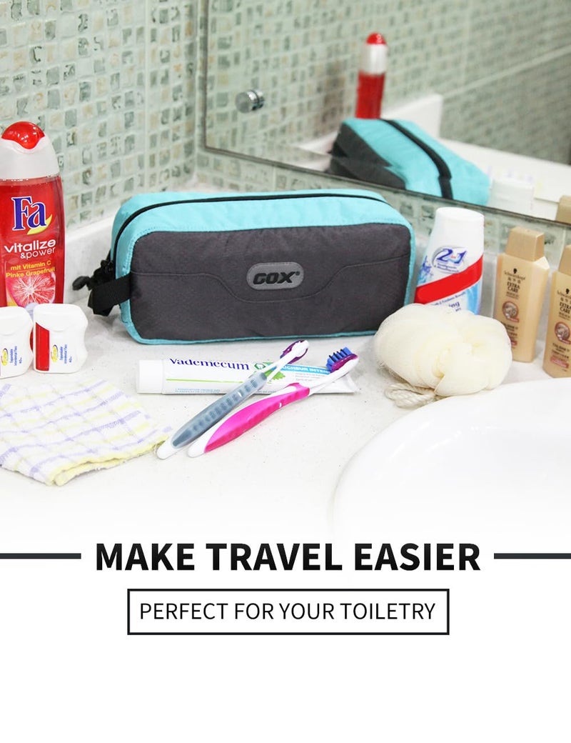 GOX Small Travel Toiletry Bag, Dopp Kit Case For Men, Multifunction Organizer Pouch (Grey/Sky Blue) - Image 2
