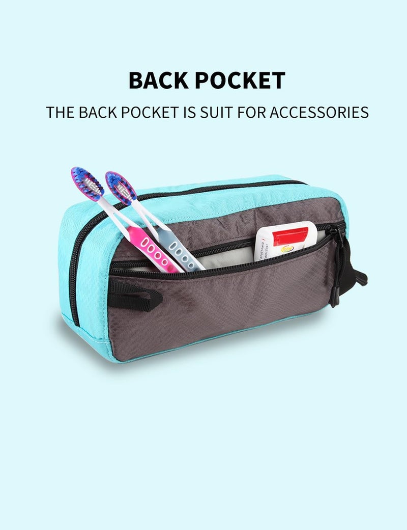 GOX Small Travel Toiletry Bag, Dopp Kit Case For Men, Multifunction Organizer Pouch (Grey/Sky Blue) - Image 4