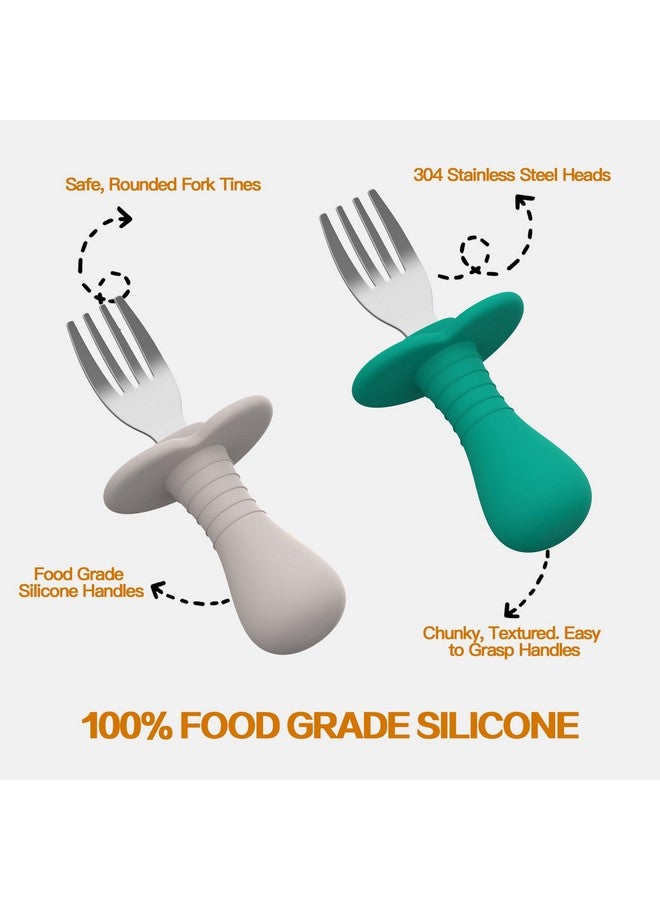 SFCCMM 4 Pcs Toddler Forks, Kids Utensils Set with Silicone Handle, 18/8 Stainless Steel Children Safe Forks, BPA Free, Anti-Choke Design, Forks Cutlery Set For Baby - Image 3