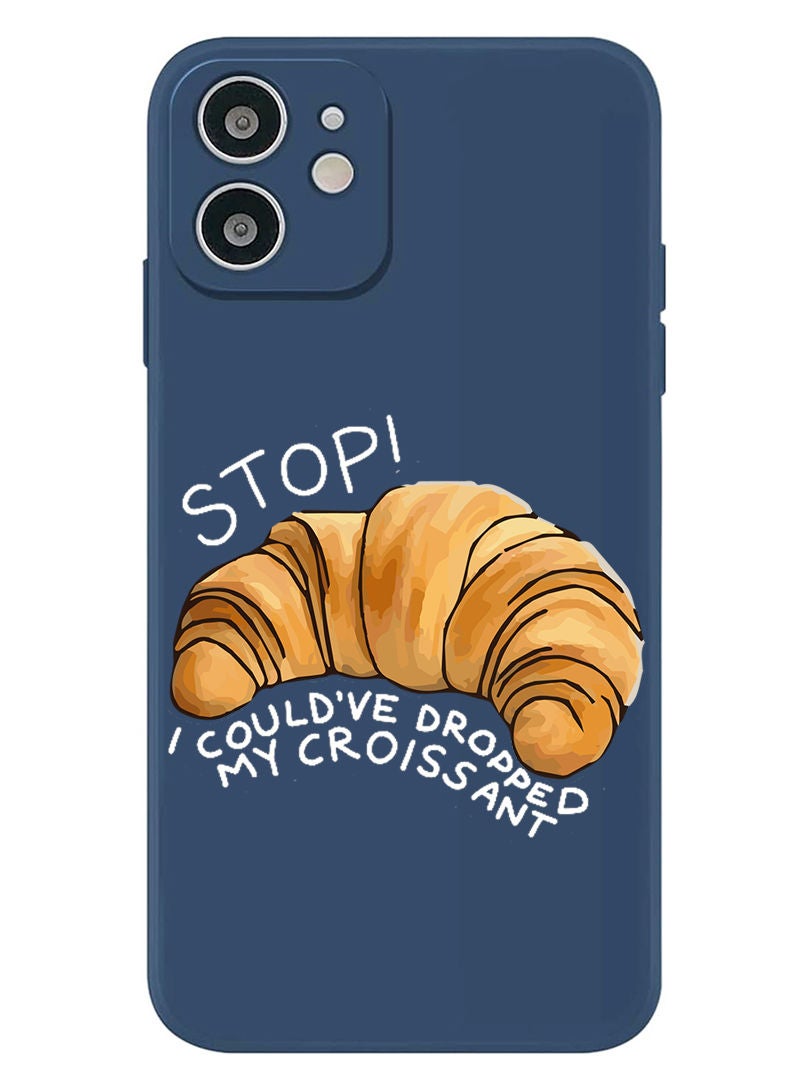 Theodor Protective Slim Fit Case Liquid Silicone Cover with Full Body Protection Anti-Scratch Shockproof Case For iPhone 12 Blue  - Croissant B - Image 1