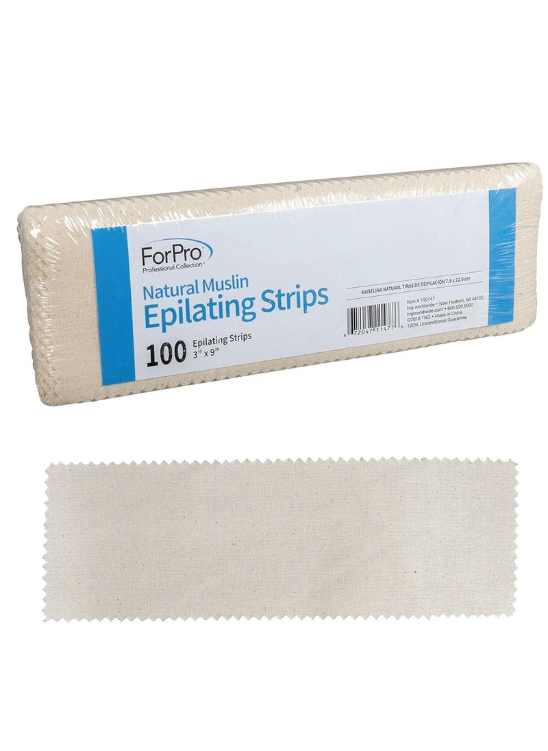 ForPro - ForPro Natural Muslin Epilating Strips, Tear-Resistant, Pre-Cut Strips for Hair Removal, 3” W x 9” L, 100-Count - Image 1