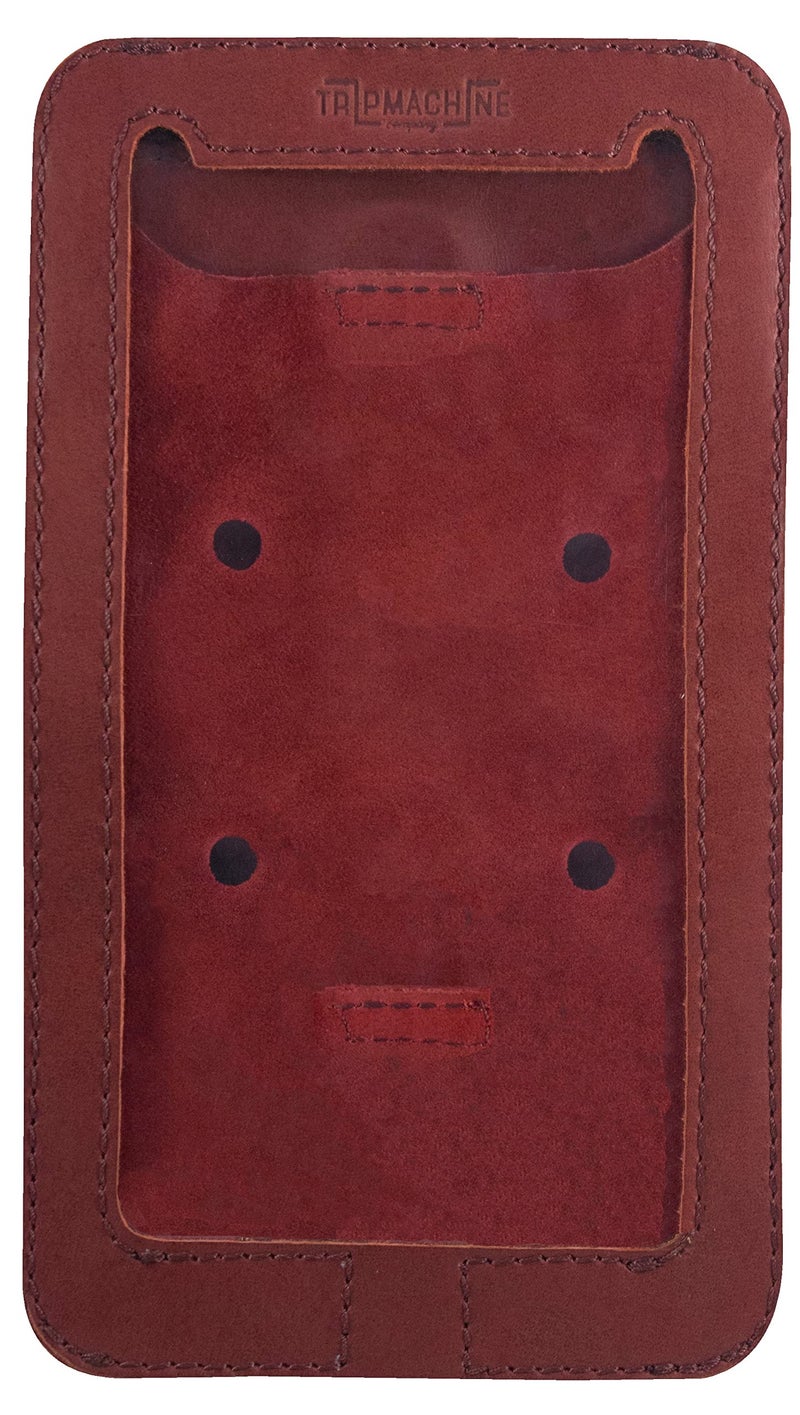 Trip Machine Company Genuine Leather Compact Magnetic Motorcycle Phone/Mobile Pouch & Tank Bag/Pouch for All Motorcycles with a Metal Tank Cherry Red - Image 4