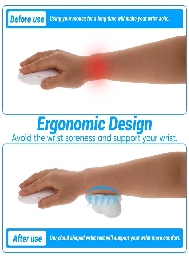 Dimeho Cloud Wrist Rest Cushion for Mouse Ergonomic Soft Gel Hand Support Pad Ergonomic Anti-Slip Comfortable Mat Supplies for Office School Home Laptop Computer Mouse - Image 3