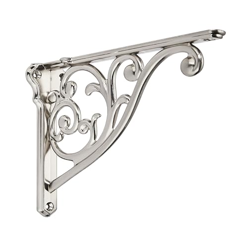 Khtumeware 4 Pack Brushed Satin Nickel Shelf Bracket 8 Inch Decorative Brackets for Shelving Heavy Duty Vintage Ornate Shelf Bracket Hardware Included787x55x173 Inch - Image 1