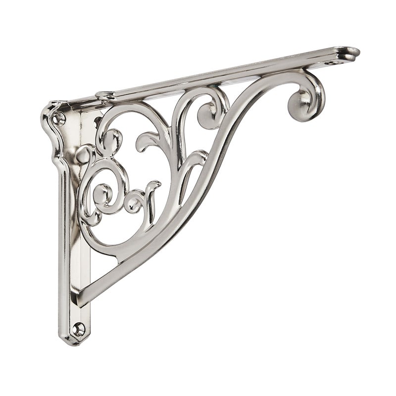 Khtumeware 4 Pack Brushed Satin Nickel Shelf Bracket 8 Inch Decorative Brackets for Shelving Heavy Duty Vintage Ornate Shelf Bracket Hardware Included787x55x173 Inch - Image 2