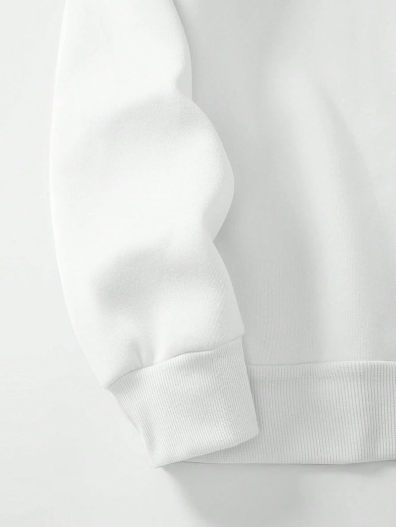 SXV STYLE Men's Fleece Half Zipper Collared Regular Sweatshirt (in, Alpha, Large, White) - Image 3