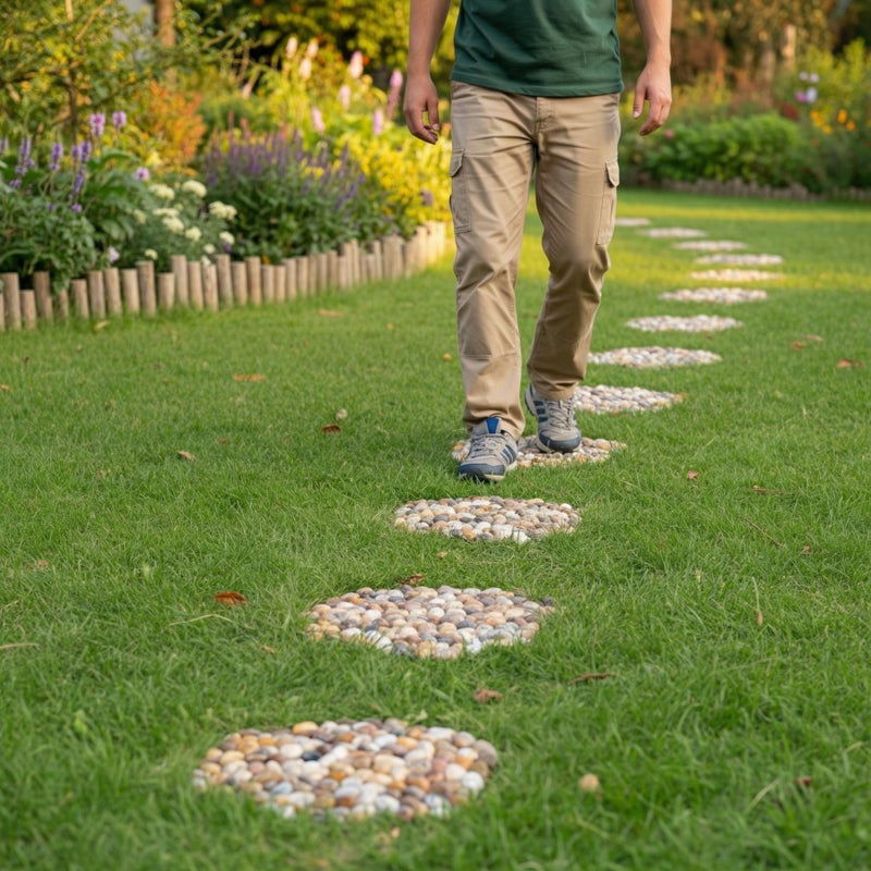 Qualdout River Rocks Stepping Stones Pavers Outdoor for Garden Walkway, Decorative Pebbles Polished Gravel for Backyard Lawn Patio Pathway Landscaping, Set of 6 (Hexagon) - Image 4