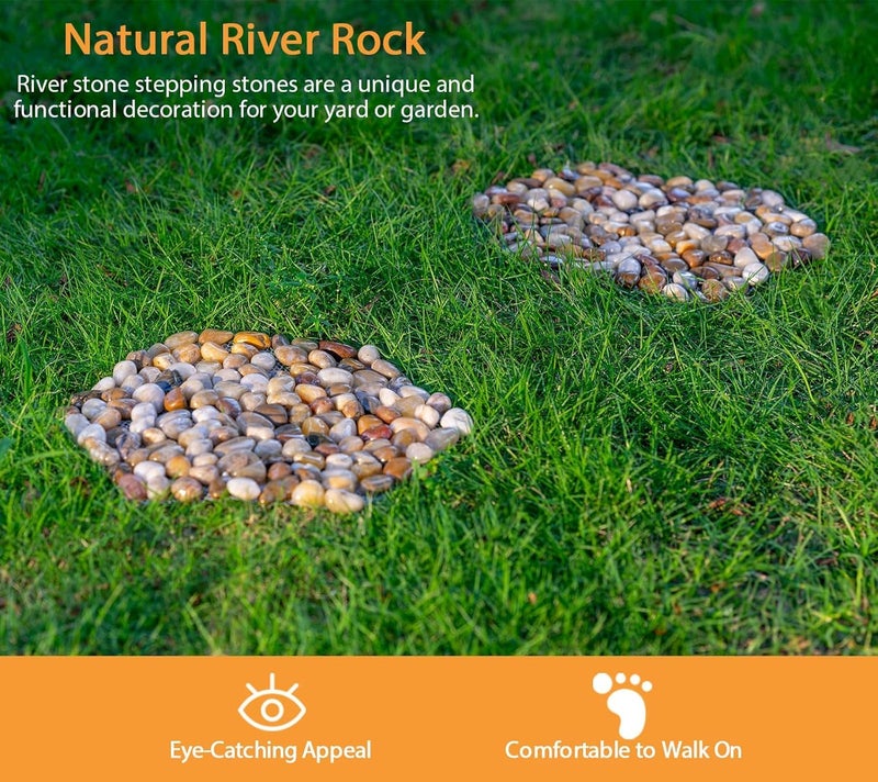 Qualdout River Rocks Stepping Stones Pavers Outdoor for Garden Walkway, Decorative Pebbles Polished Gravel for Backyard Lawn Patio Pathway Landscaping, Set of 6 (Hexagon) - Image 2