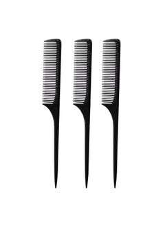 Allegro Combs 61 Xl Rat Tail Combs Wide Tooth Comb Detangling Hair Styling Coarse Hair Foiling Thick Back Parting Combs Hairstylist Combs For Women Made In Usa 3 Pc. (Black)  - Image 1