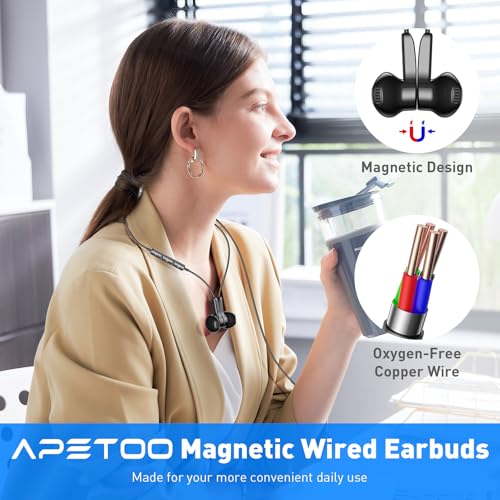 APETOO USB C Headphones Wired Earbuds with Mic & Volume Control for iPhone 17 16 15 Pro Max Galaxy S25 S24 S23 S22 Ultra, HiFi Stereo Magnetic Type C Earphones Plug-in in-Ear Headset for iPad Pro M5/Android - Image 5