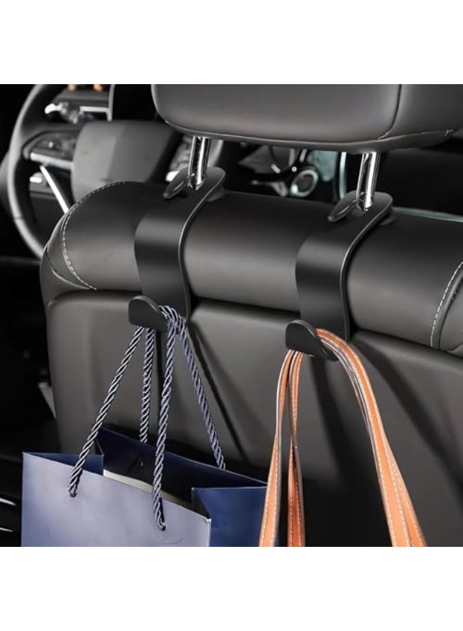 4 Pack Car Back Seat Headrest Hooks, Black Stylish Back Seat Hanger for Coats Umbrellas Bags Handbag, Car Interior Accessories (Black) - Image 1