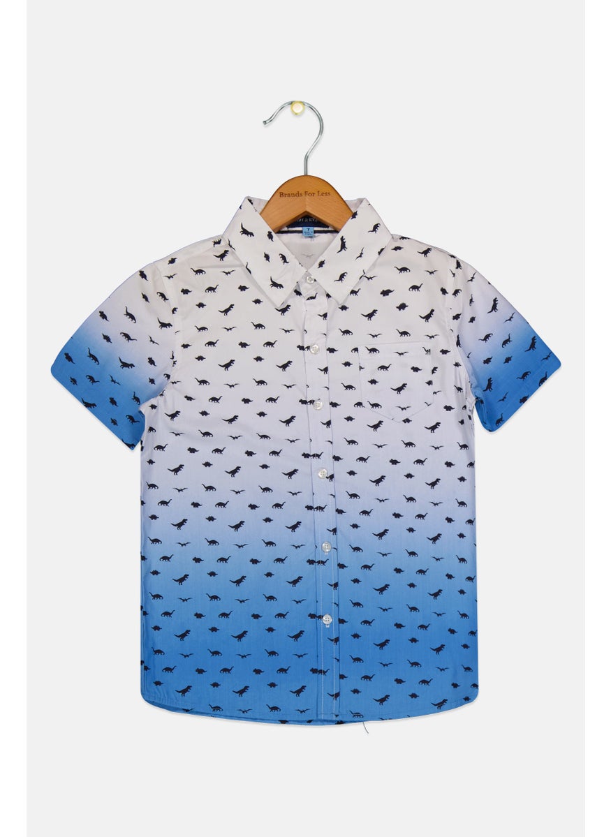Andy & Evan Kids Boy Spread Collar Long Sleeve Graphic Print Shirts, Multicolor  - Image 1