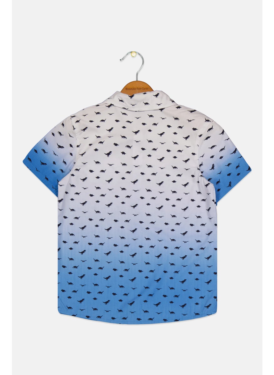 Andy & Evan Kids Boy Spread Collar Long Sleeve Graphic Print Shirts, Multicolor  - Image 2