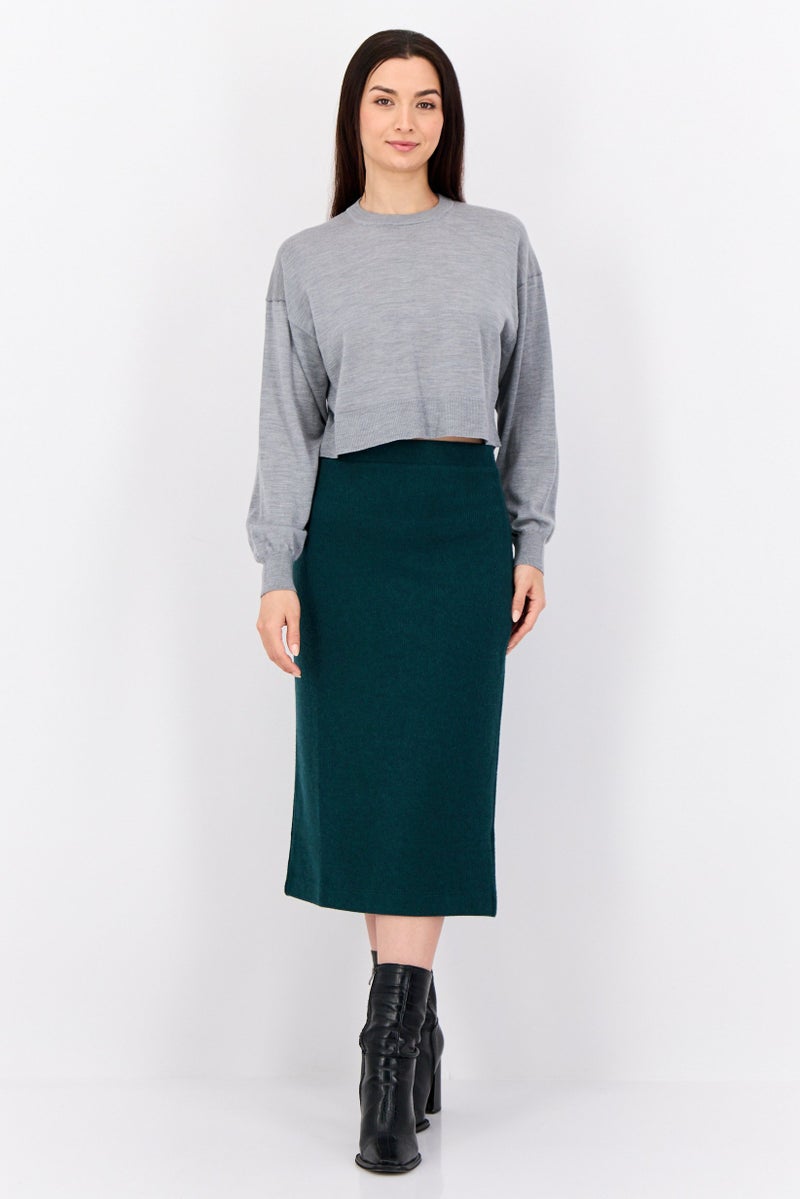 ESPRIT Women Crew Neck Knitted Cropped Sweater, Grey - Image 2