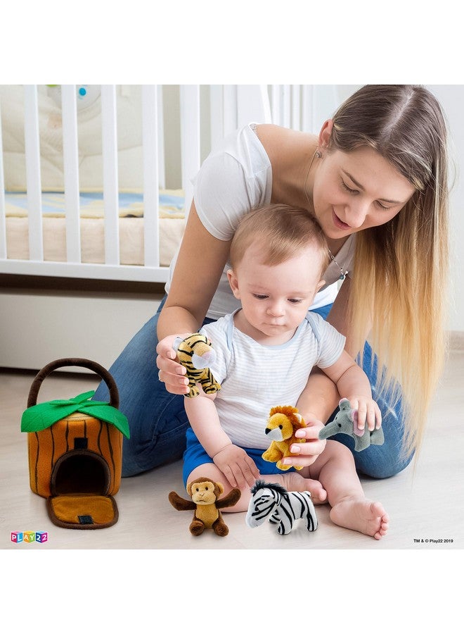 Play22 6-Piece Plush Talking Jungle Animals Set With Carrier For Kids, Babies & Toddlers - Elephant, Tiger, Lion, Zebra, Monkey - Image 3