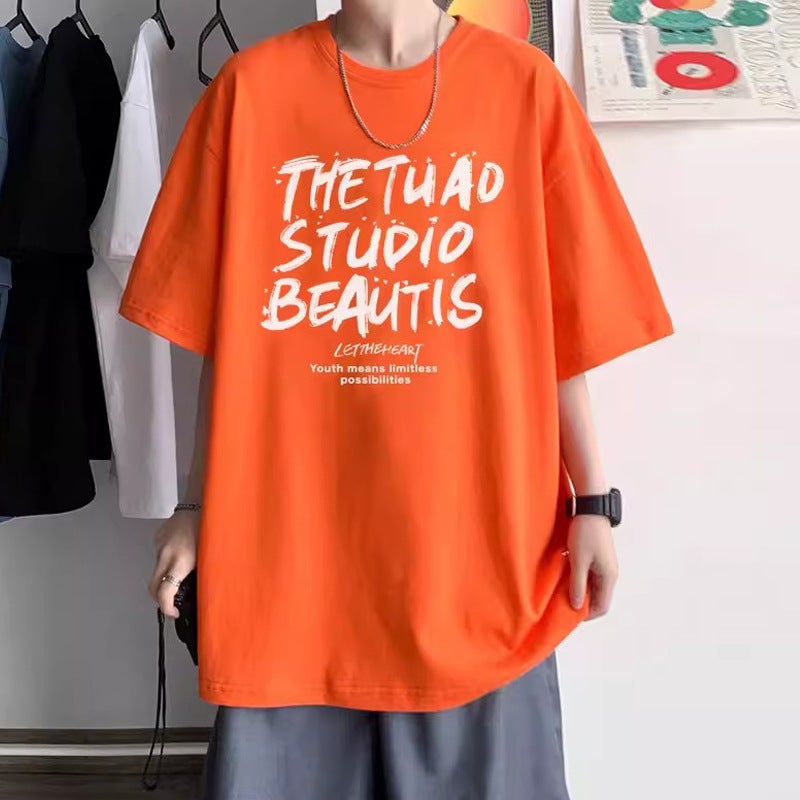 Summer Japanese Style Creative Cartoon Printed Short-sleeved T-shirt Men's Couple's Trendy Hong Kong Style plus size Loose Handsome Short-sleeved T-shirt - Image 5